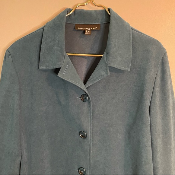 BRIGGS NEW YORK Ladies/Womens Blazer-Teal color Size/PM with padded shoulders. - Picture 3 of 8